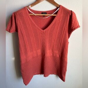 torrid Coral Orange Textured V-Neck Short Sleeve Knit Top size 3x
